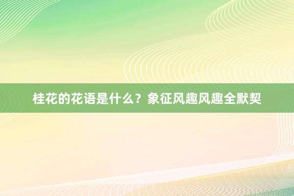 桂花的花语是什么？象征风趣风趣全默契